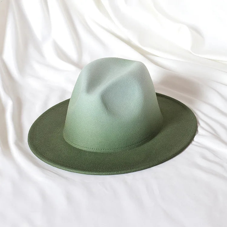 Gradient two-tone tweed flat-brimmed Fedora (unisex)