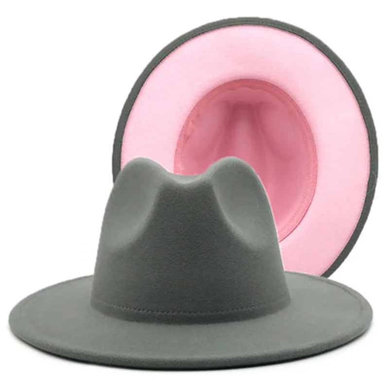 Wool Felt Fedora Hat Wide Brim for Women & Men